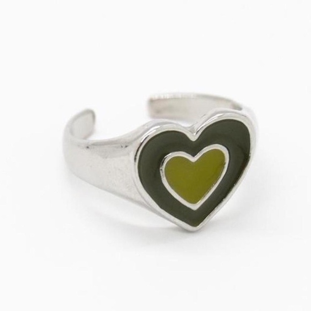 Green Y2K Heart Ring